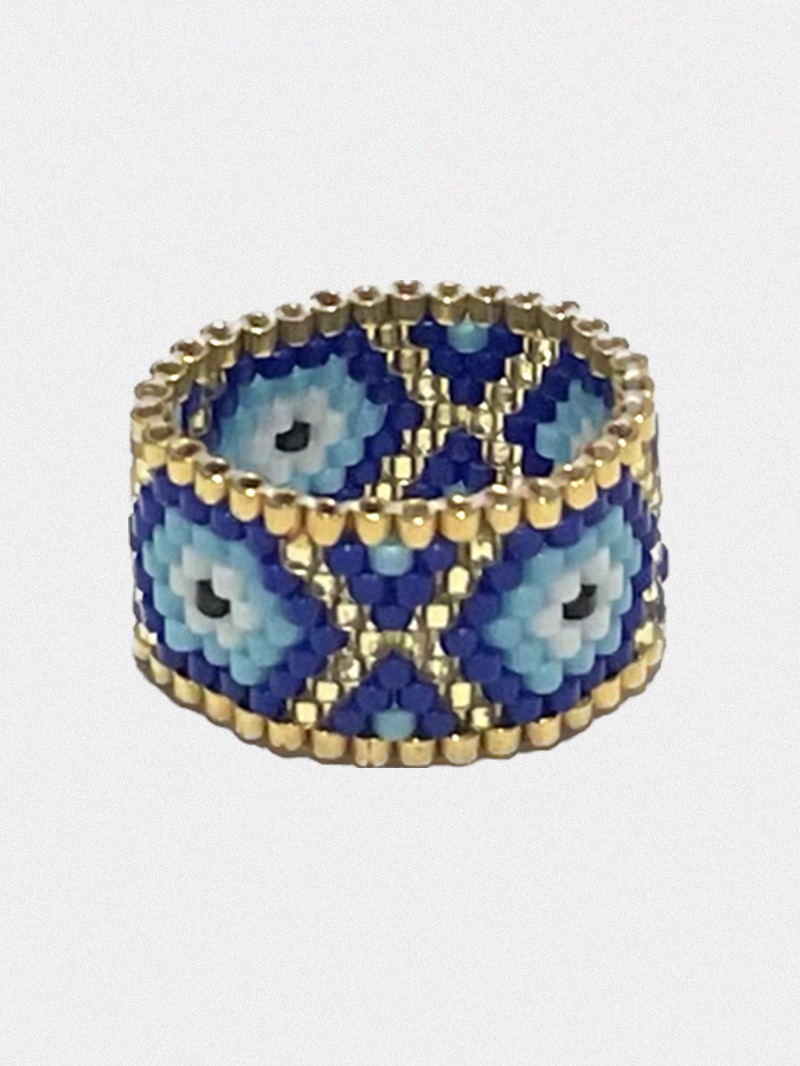 14k Gold Pattern Beads Ring
