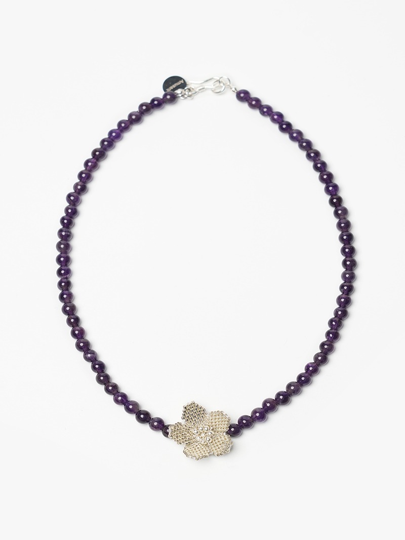 (A.F.T Exclusive) PURPLE FLOWER BEADS NECKLACE