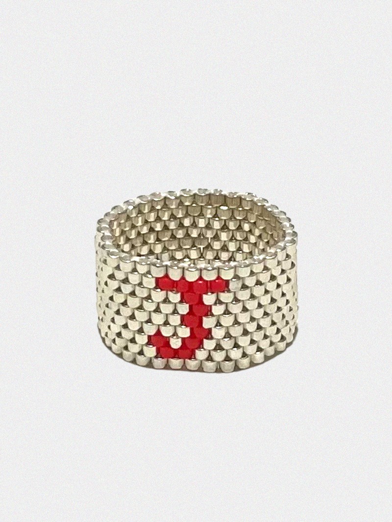 MY CHERRY x AMUSANT Plated Initial 925 Silver Beads Ring